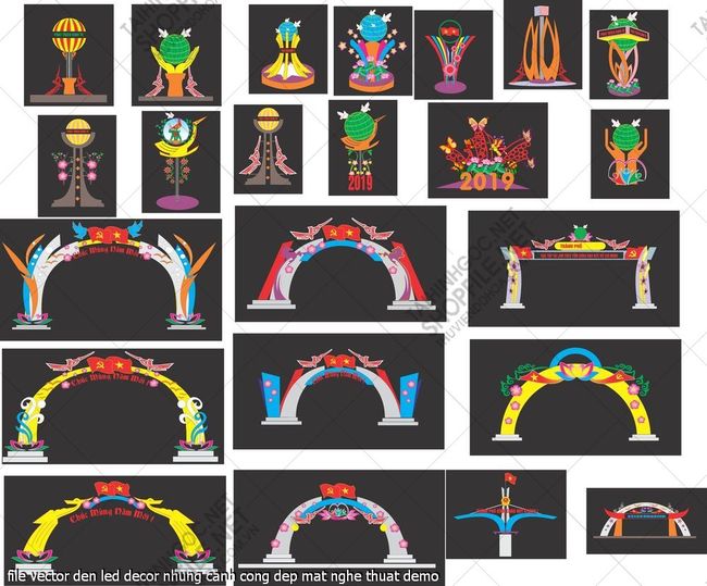 file vector cong chao den led decor nhung canh cong dep mat nghe thuat